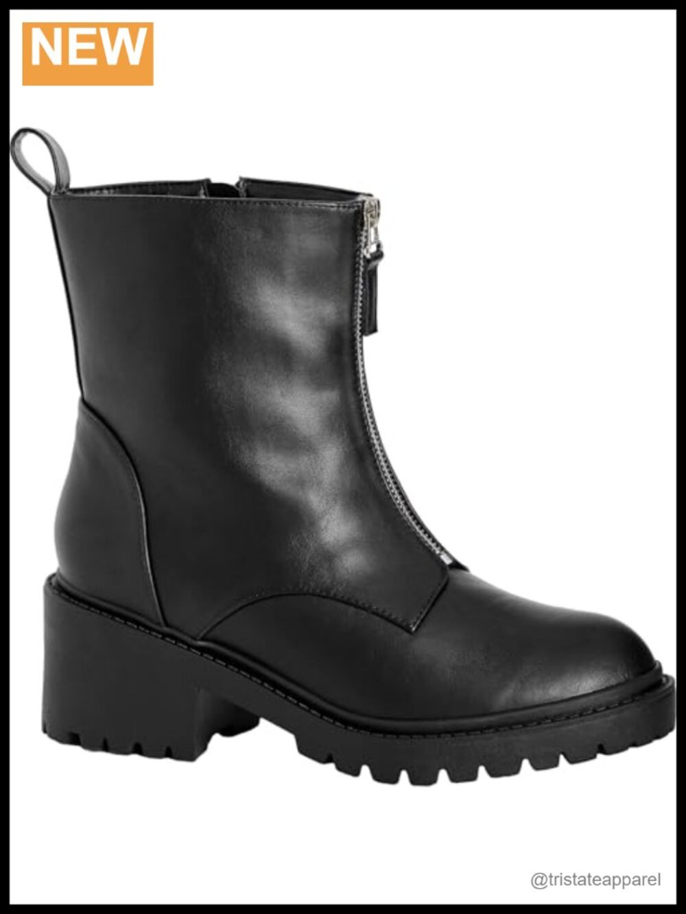 Wide Fit Zelda Zip Ankle Boot Faux Leather Block Heel